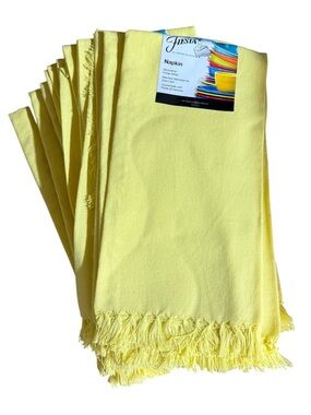10 New Fiesta Fiestaware 100% Cotton Napkin with Fringe Sunflower Yellow 19x19